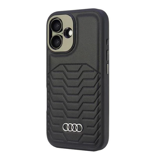 Чехол Audi Synthetic Leather для iPhone 16 Black with MagSafe (AU-TPUPCMIP16-GT/D3-BK)