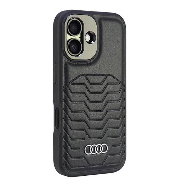 Чехол Audi Synthetic Leather для iPhone 16 Black with MagSafe (AU-TPUPCMIP16-GT/D3-BK)