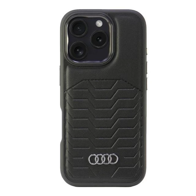 Чехол Audi Synthetic Leather для iPhone 16 Pro Black with MagSafe (AU-TPUPCMIP16P-GT/D3-BK)