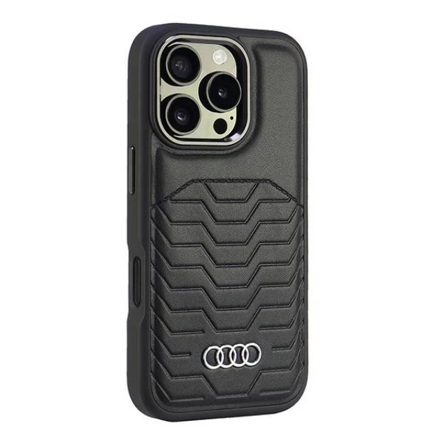 Чехол Audi Synthetic Leather для iPhone 16 Pro Black with MagSafe (AU-TPUPCMIP16P-GT/D3-BK)