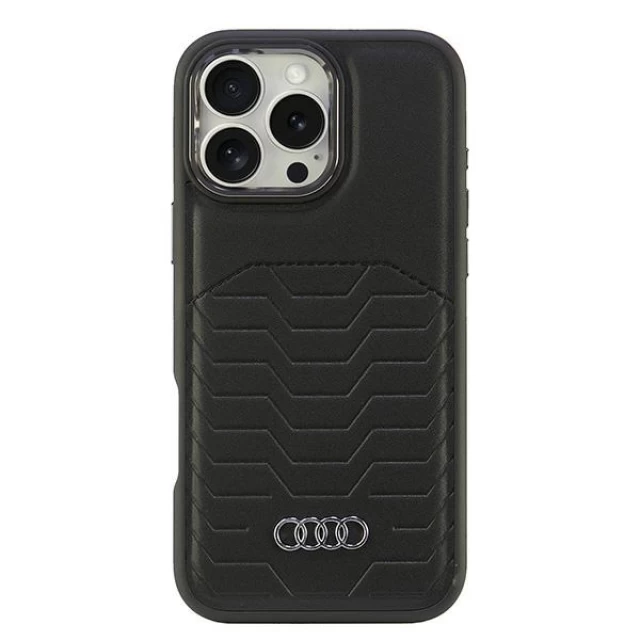 Чехол Audi Synthetic Leather для iPhone 16 Pro Max Black with MagSafe (AU-TPUPCMIP16PM-GT/D3-BK)