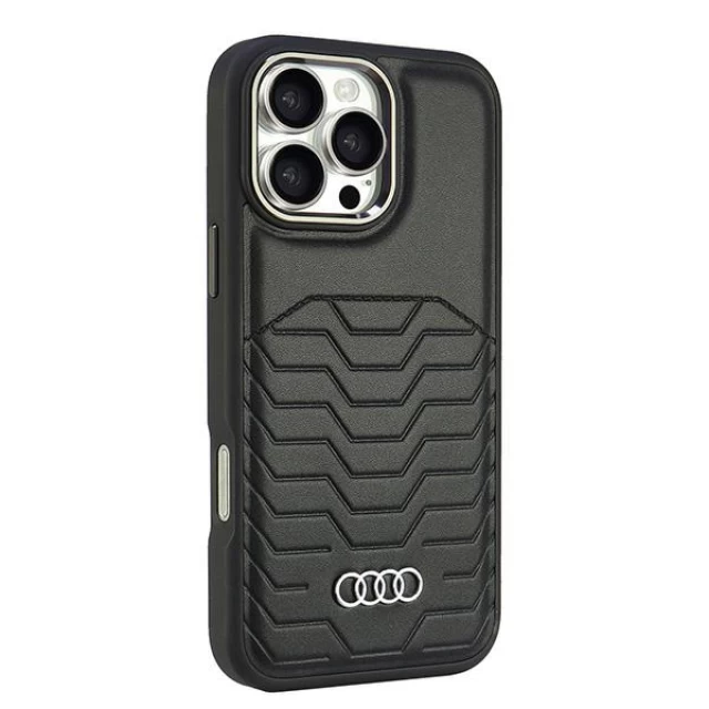 Чехол Audi Synthetic Leather для iPhone 16 Pro Max Black with MagSafe (AU-TPUPCMIP16PM-GT/D3-BK)