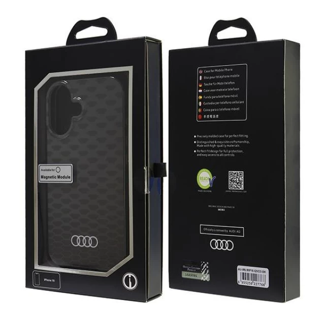 Чехол Audi IML Stitching Pattern для iPhone 16 Black with MagSafe (AU-IMLMIP16-Q5/D3-BK)