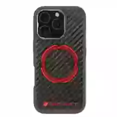 Чехол Audi Carbon Fiber Sport Red Circle для iPhone 16 Pro Black with MagSafe (AUS-TPUPCMIP16P-RSQ/D5-BK)