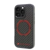 Чехол Audi Carbon Fiber Sport Red Circle для iPhone 16 Pro Black with MagSafe (AUS-TPUPCMIP16P-RSQ/D5-BK)