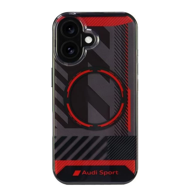 Чехол Audi IML Sport для iPhone 16 Black with MagSafe (AUS-IMLMIP16-RSQ/D2-BK)