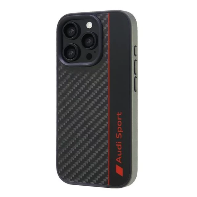 Чехол Audi Carbon Fiber Stripe для iPhone 16 Pro Black (AUS-TPUPCIP16P-R8/D1-BK)