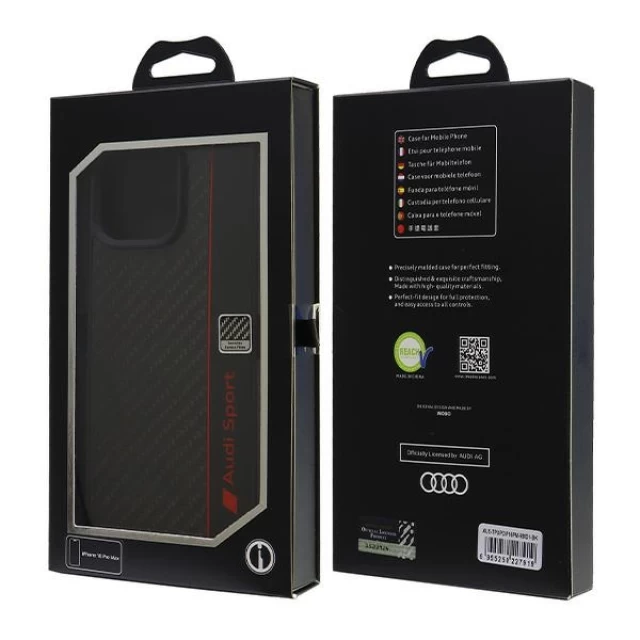 Чехол Audi Carbon Fiber Stripe для iPhone 16 Pro Max Black (AUS-TPUPCIP16PM-R8/D1-BK)