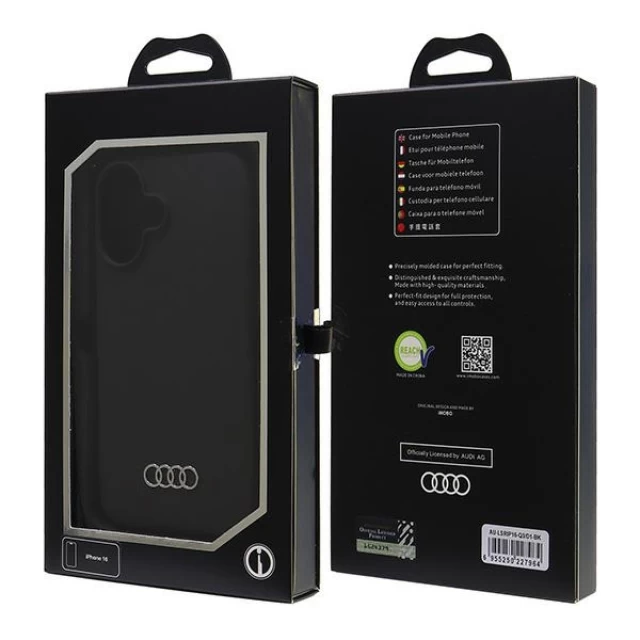 Чехол Audi Silicone Case для iPhone 16 Black (AU-LSRIP16-Q3/D1-BK)