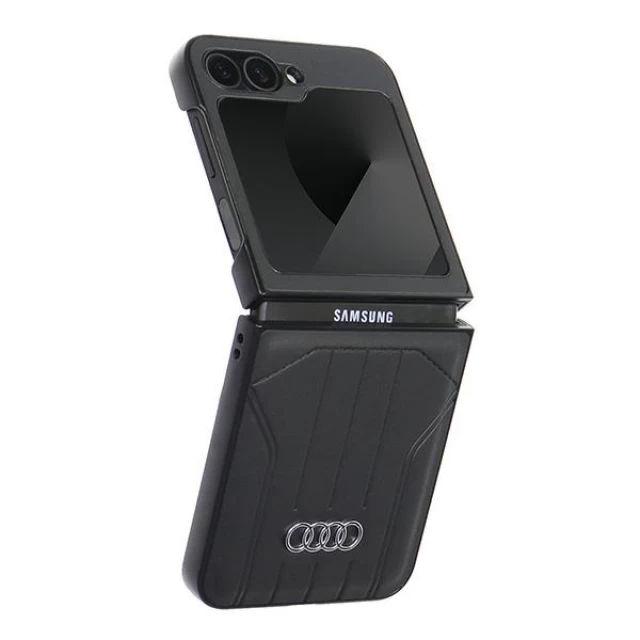 Чохол Audi Synthetic Leather для Samsung Galaxy Flip6 (F741) Black with MagSafe (AU-TPUPCFlip6-Q5/D1-BK)