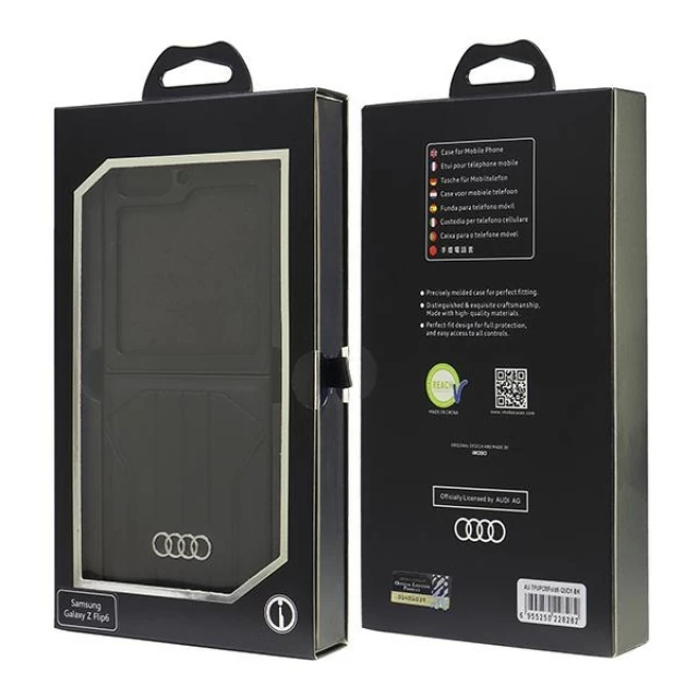 Чохол Audi Synthetic Leather для Samsung Galaxy Flip6 (F741) Black with MagSafe (AU-TPUPCFlip6-Q5/D1-BK)