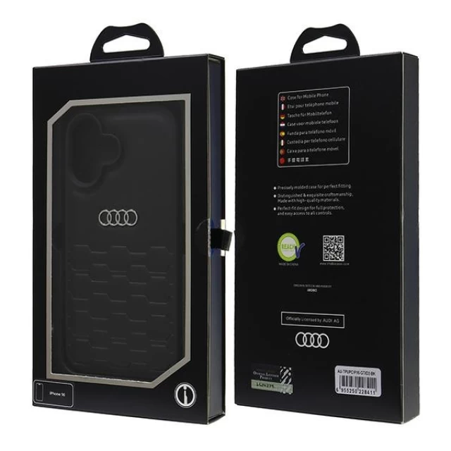 Чехол Audi GT Synthetic Leather для iPhone 16 Black (AU-TPUPCIP16-GT/D2-BK)