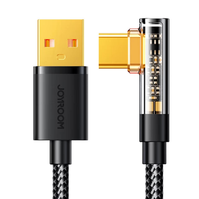 Кабель Joyroom Angled Fast Charging USB-A to USB-C 1.2m Black (S-UC027A6)