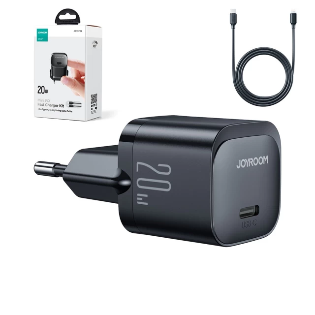 Мережевий зарядний пристрій Joyroom PD 20W USB-C with USB-C to Lightning Cable 1m Black (JR-TCF02W1)