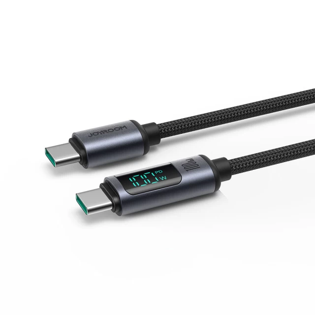 Кабель Joyroom Prism Series Digital Display USB-C to USB-C 1.2m 100W Black (S-CC100A16)