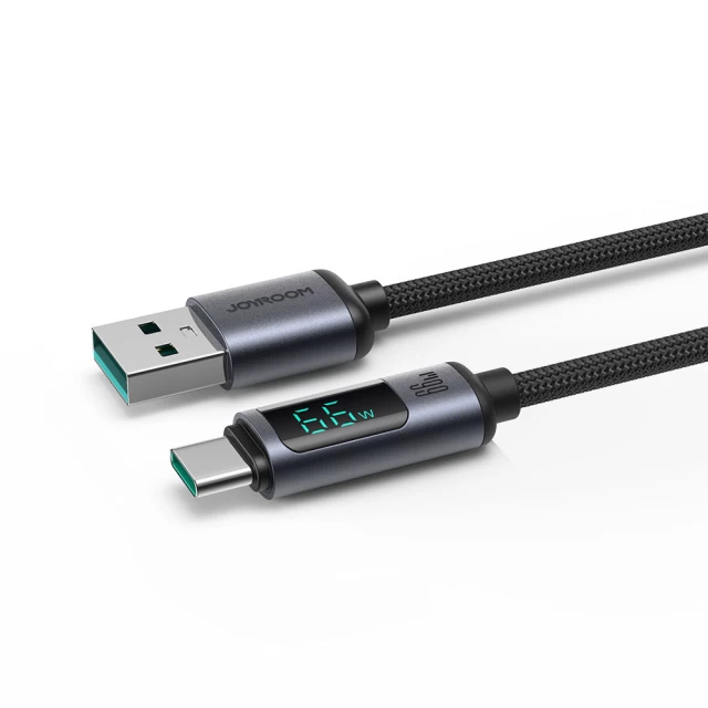 Кабель Joyroom Prism Series Digital Display USB-C to USB-A 1.2m 66W Black (S-AC066A16)