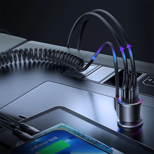 Автомобільний зарядний пристрій Joyroom Fast Charger 2xUSB-A 17W Black with USB-C Cable (JR-CL24)