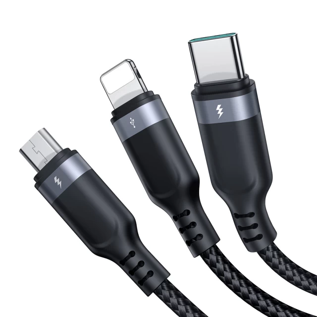 Кабель Joyroom Multi-Use Series 3in1 USB-A to Lightning| USB-C | Micro-USB 1.2m Black (S-1T3018A18)