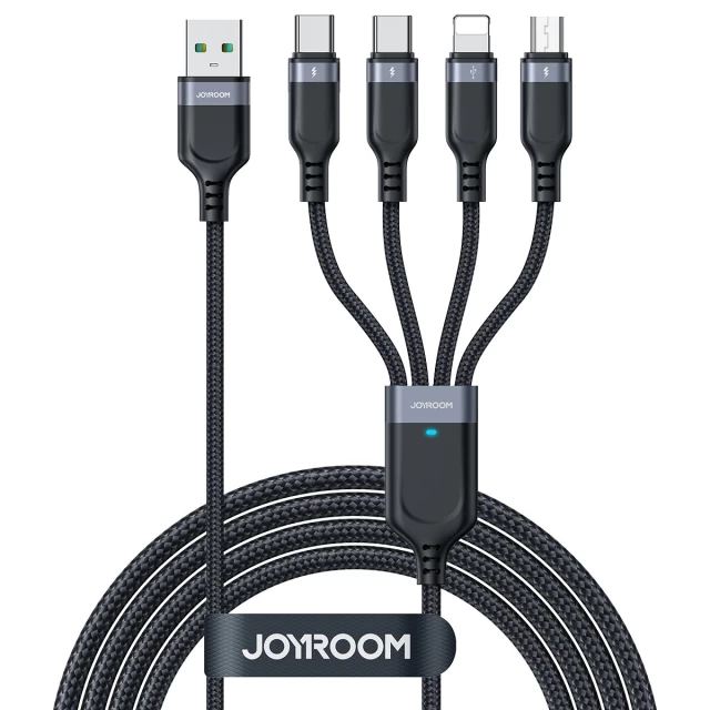 Кабель Joyroom 4-in-1 USB-A to 2xUSB-C/Lightning/Micro-USB 1.2m Black (S-1T4018A18c)