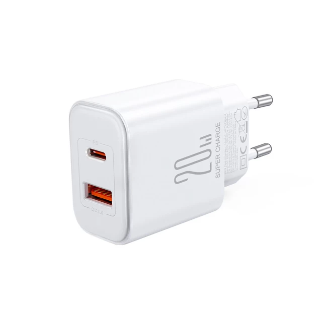 Мережевий зарядний пристрій Joyroom FC 20W USB-C | USB-A with USB-C to Lightning Cable White (JR-TCF05)