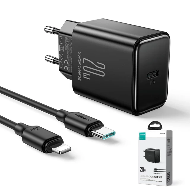 Сетевое зарядное устройство Joyroom PD 20W USB-C with USB-C to Lightning Cable 1m Black (JR-TCF06B1)