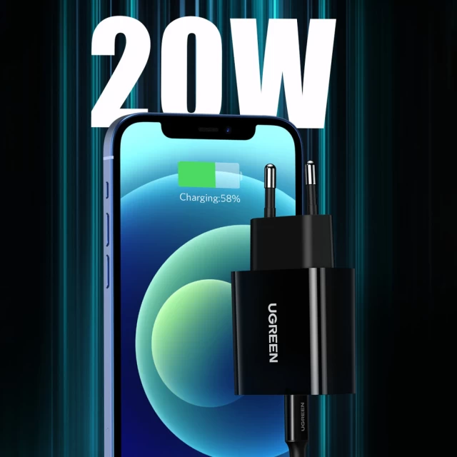 Мережевий зарядний пристрій Ugreen 20W USB-C Black (10191)