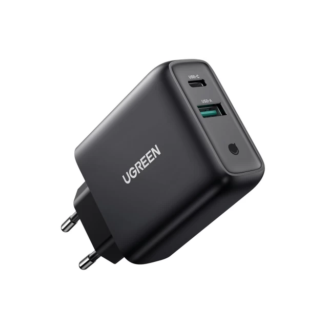 Сетевое зарядное устройство Ugreen 38W USB-C | USB-A Black (6957303812172)