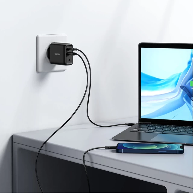 Мережевий зарядний пристрій Ugreen 38W USB-C | USB-A Black (6957303812172)