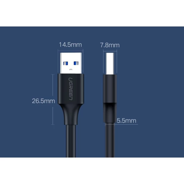 Кабель Ugreen USB-A 2.0 to USB-A 2.0 0.5m Black (6957303813087)