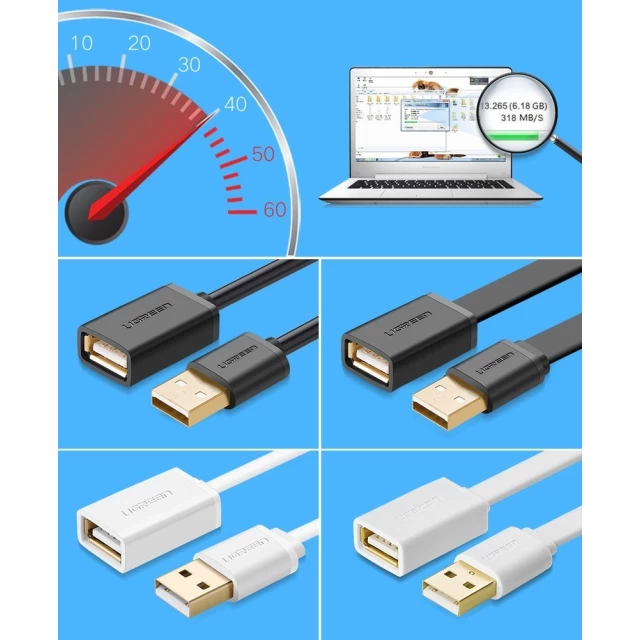 Кабель Ugreen USB-A to USB-A 2m Black (6957303813162)