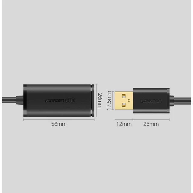 Кабель-подовжувач Ugreen USB-A (Male) to USB-A (Female) 480Mbps 20m Black (6957303813247)