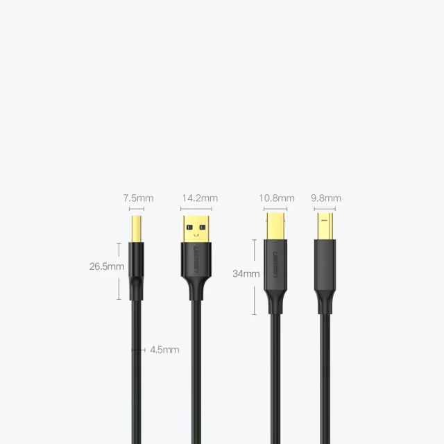 Кабель Ugreen USB-A to USB-B 480Mb/s 5m Black (6957303813520)