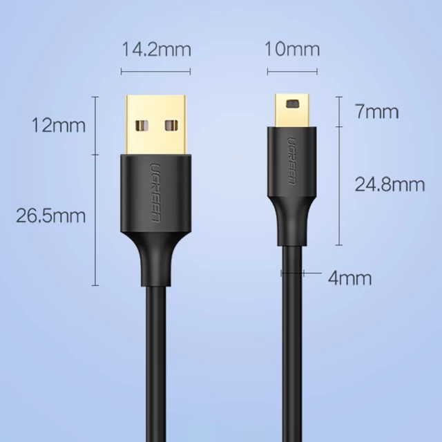 Кабель Ugreen USB-А to Mini USB 0.25m Black (6957303813537)