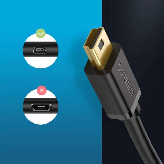 Кабель Ugreen USB-A to Mini USB 1m Black (6957303813551)