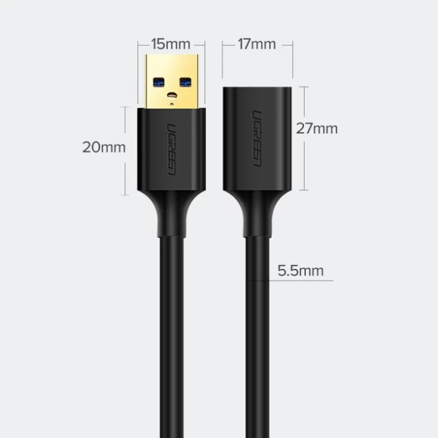 Адаптер Ugreen USB-A 3.0 to USB-A 3.0 2m Black (UGR058BLK)