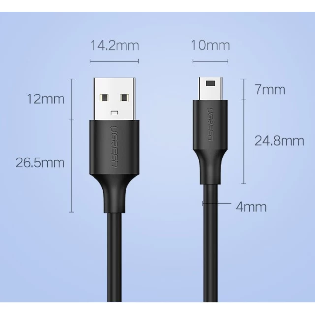Кабель Ugreen USB-A to Mini USB 1.5m Black (UGR1141BLK)