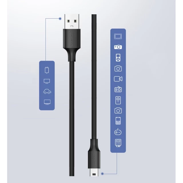 Кабель Ugreen USB-A to Mini USB 3m Black (6957303813865)