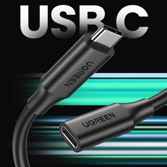 Кабель-подовжувач Ugreen USB-C (Male) to USB-C (Female) 10Gb/s 100W 1m Black (6957303813872)