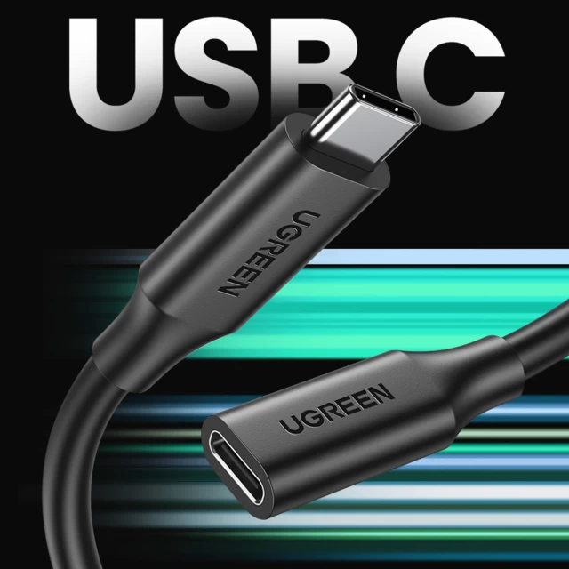 Кабель-удлинитель Ugreen USB-C (Male) to USB-C (Female) 10Gb/s 100W 1m Black (6957303813872)