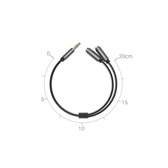 Кабель Ugreen Headphone Splitter 3.5mm Mini Jack/AUX 20cm Silver (6957303815326)