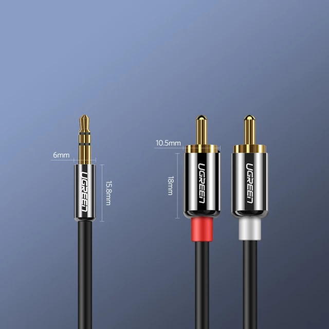 Кабель Ugreen Audio Cable Mini Jack 2RCA 3m Black (UGR092)