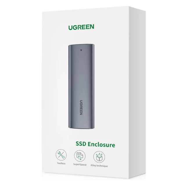 Отсек для твердотельного накопителя Ugreen M.2 B-Key SATA 3.0 5Gbps with USB Type-C Cable Gray (UGR1185GRY)