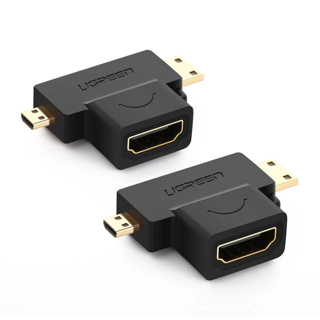 Адаптер Ugreen HDMI Adapter A (female) to Mini HDMI (male)/micro HDMI (male) Black (6957303821440)