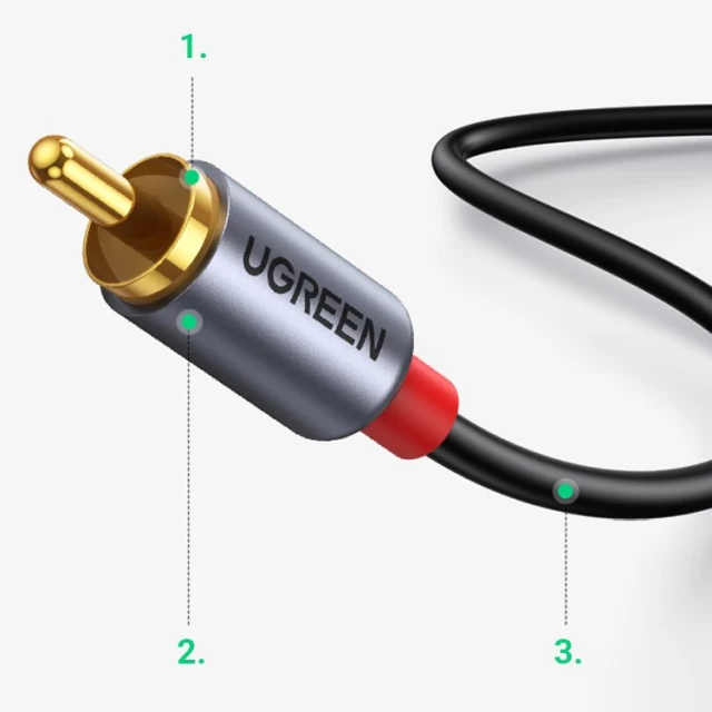 Кабель Ugreen USB Type-C to 2RCA 1.5m Gray (UGR1184BLK)