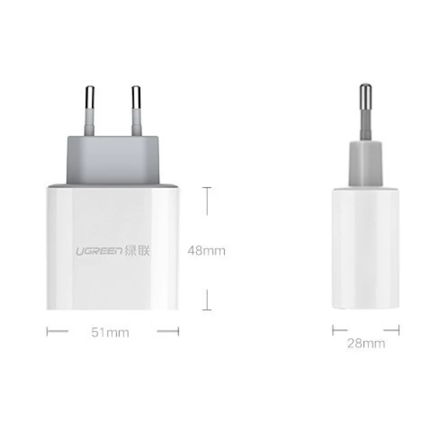 Мережевий зарядний пристрій Ugreen 17W 2xUSB-A White (CD104 20384)