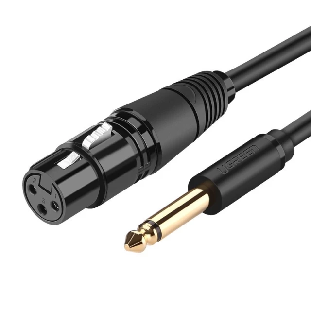 Кабель Ugreen XLR Microphone Cable to 6.35mm Jack 2m Black (UGR527BLK)