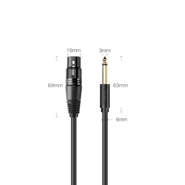 Кабель Ugreen XLR Microphone Cable to 6.35mm Jack 2m Black (UGR527BLK)