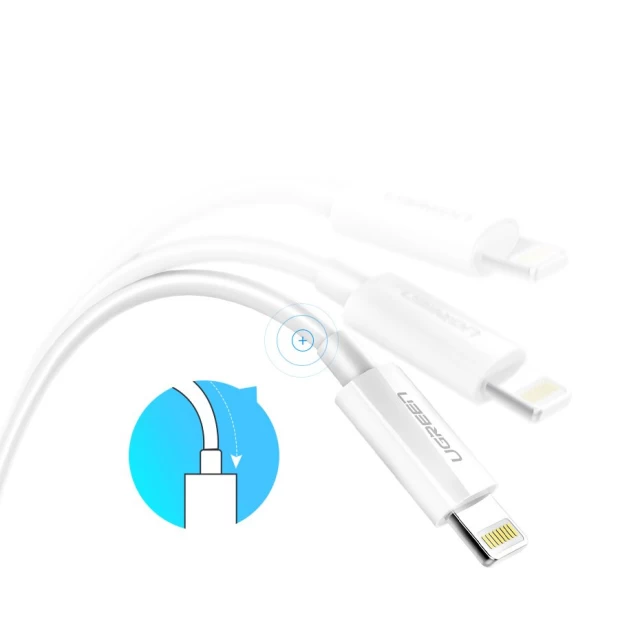 Кабель Ugreen USB-A to Lightning 2.4A 2m White (UGR274WHT)