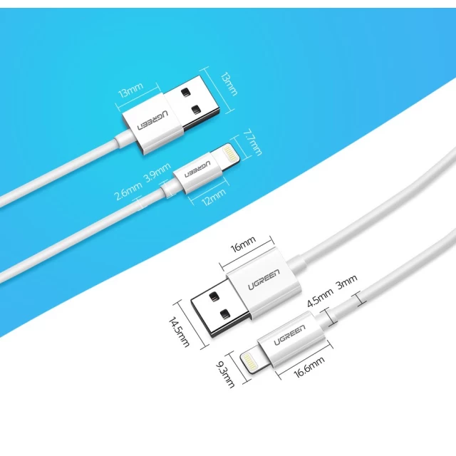 Кабель Ugreen USB-A to Lightning 2.4A 2m White (UGR274WHT)
