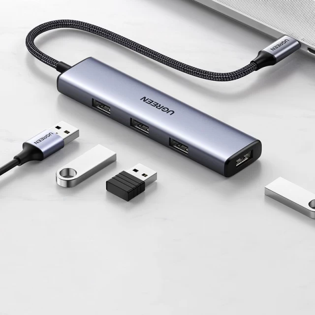 USB-хаб Ugreen HUB USB Type-C 4x USB-А Silver (UGR1075GRY)